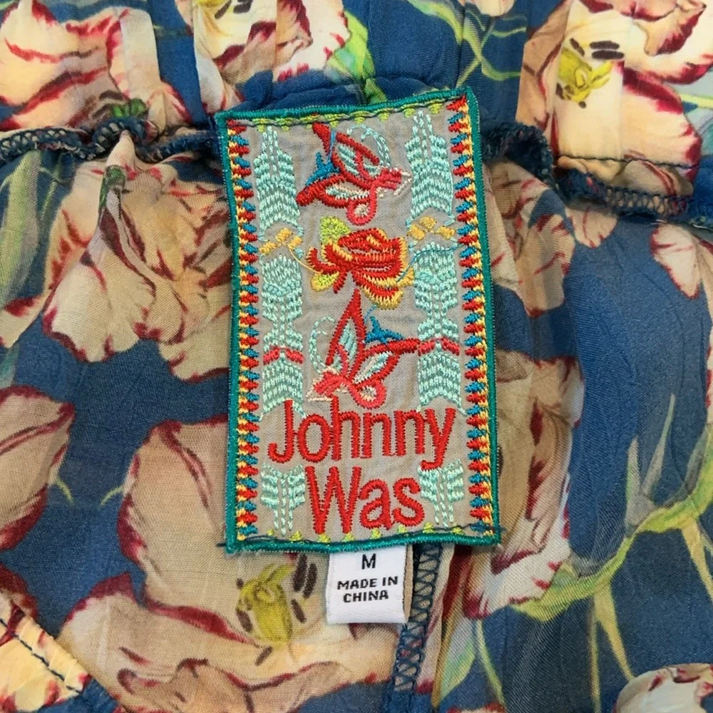 Johnny Was Blue Floral Flowy Wrap Around Blue Floral Pants, Women’s M - Picture 5 of 8